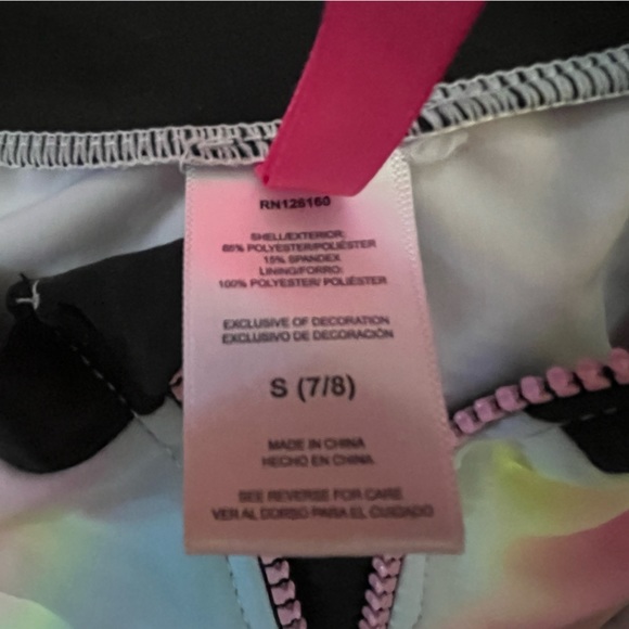 Betsey Johnson Girl's S 7/8 Long Sleeve Rash Guard Tankini Swimsuit top only - Picture 3 of 7